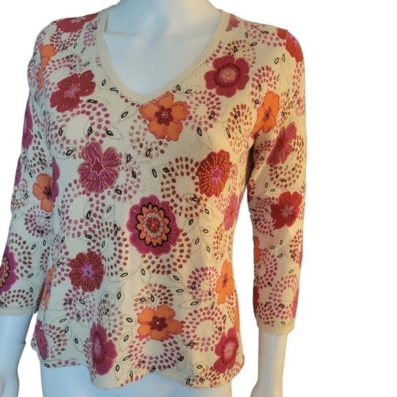Vintage Sigrid Olsen Sport Embellished Top S - Picture 1 of 2